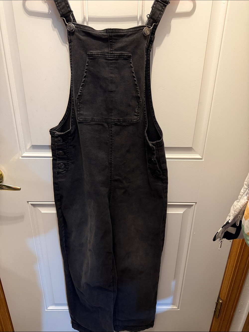 Kids Black Denim Overalls Dress with Front Pocket